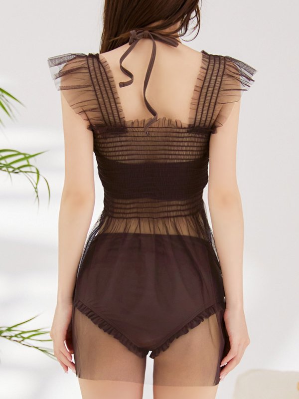 画像35: 【即日発送】【ビキニ】【水着】シアーチュニック付きハイウエストビキニ 3点セット[YMT] (35)