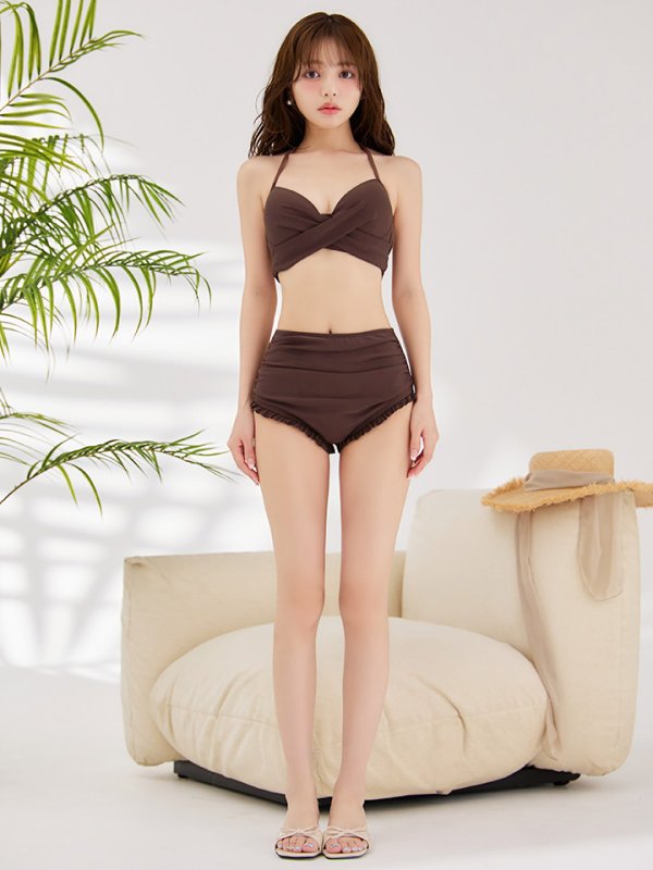 画像19: 【即日発送】【ビキニ】【水着】シアーチュニック付きハイウエストビキニ 3点セット[YMT] (19)