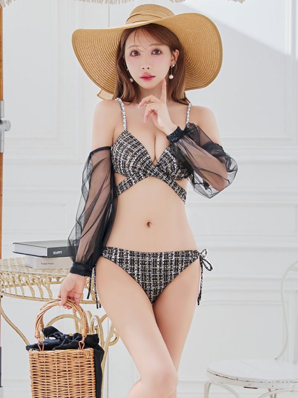 画像22: 【即日発送】【ビキニ】【水着】チェックホルターネックビキニ 2点セット [YMT] (22)