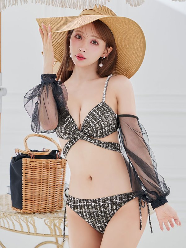 画像24: 【即日発送】【ビキニ】【水着】チェックホルターネックビキニ 2点セット [YMT] (24)