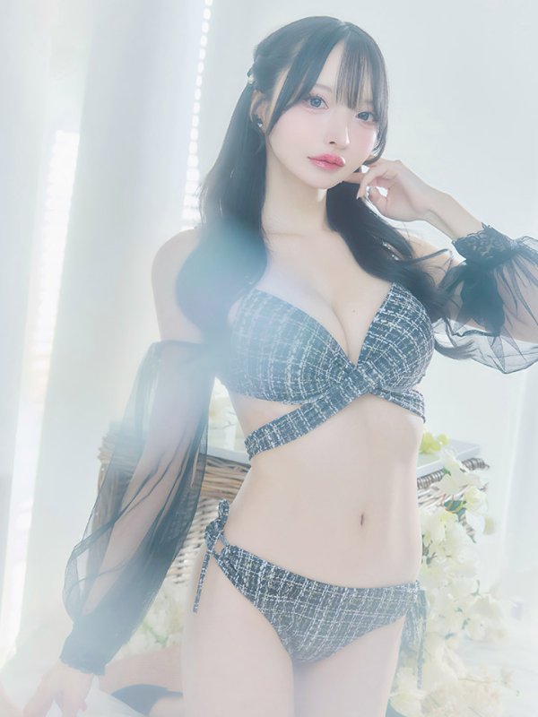 画像4: 【即日発送】【ビキニ】【水着】チェックホルターネックビキニ 2点セット [YMT] (4)