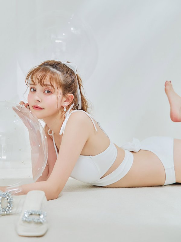 画像11: 【即日発送】【ビキニ】【水着】バッククロスリボンワンカラービキニ 2点セット [YMT] (11)