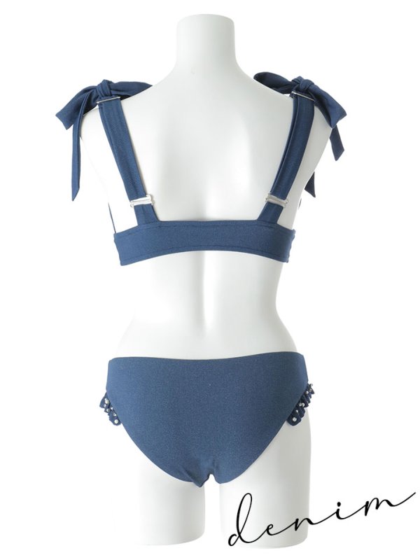 画像25: 【即日発送】【ビキニ】【水着】ショルダーリボンスタッズフリルビキニ 2点セット [YMT] (25)