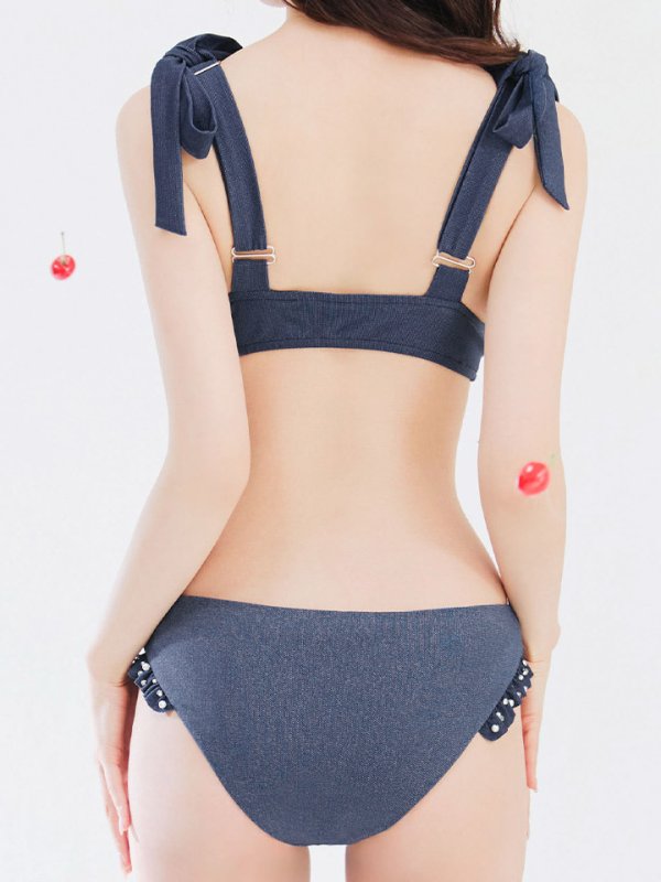 画像22: 【即日発送】【ビキニ】【水着】ショルダーリボンスタッズフリルビキニ 2点セット [YMT] (22)