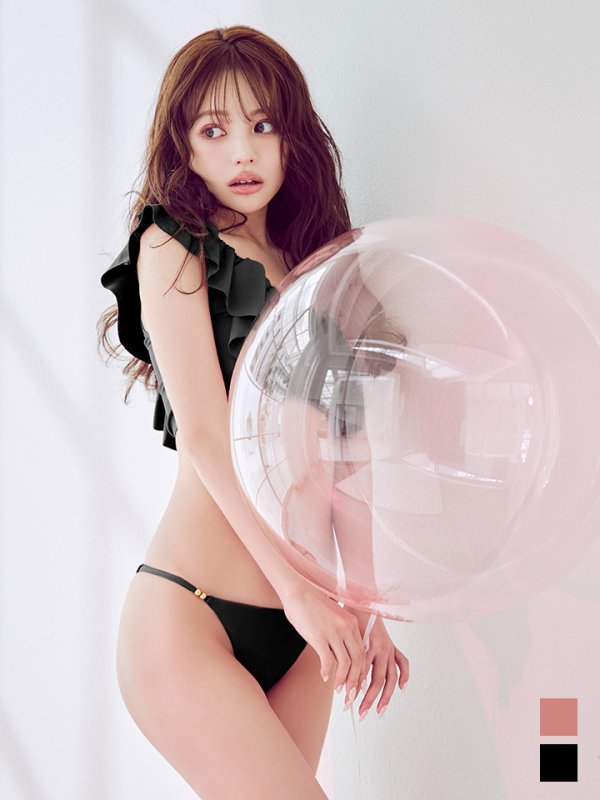 画像4: 【即日発送】【ビキニ】【水着】ワンショルフリルビキニ 2点セット [YMT] (4)