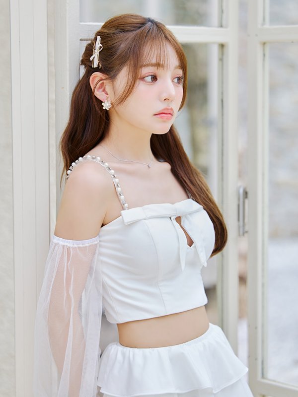 画像16: 【即日発送】【ビキニ】【水着】フリルティアードチュールリボンビキニ 3点セット[YMT] (16)