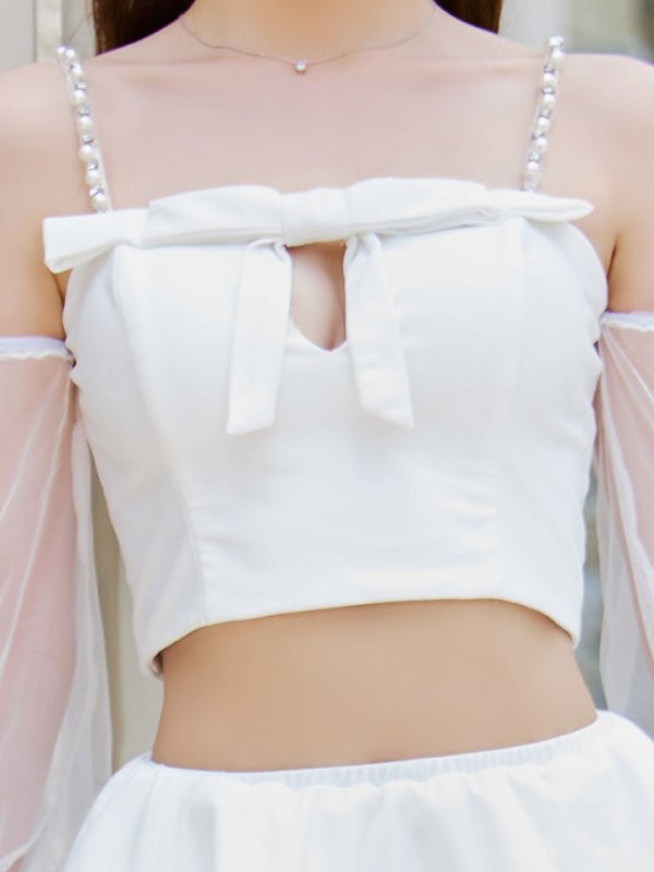 画像24: 【即日発送】【ビキニ】【水着】フリルティアードチュールリボンビキニ 3点セット[YMT] (24)