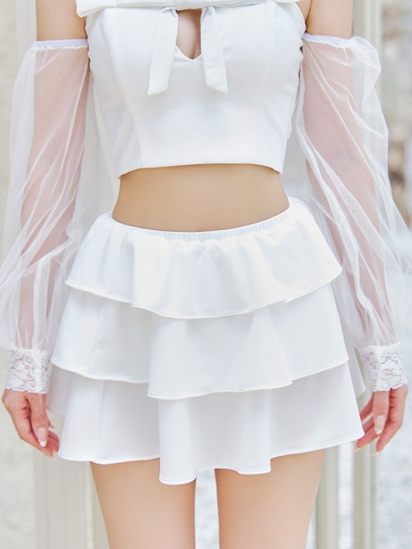 画像22: 【即日発送】【ビキニ】【水着】フリルティアードチュールリボンビキニ 3点セット[YMT] (22)