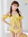 画像4: 【予約 / 6月下旬発送予定】【ビキニ】【水着】 フリルシフォン×オフショルダー ビキニ 2点セット[YMT] (4)