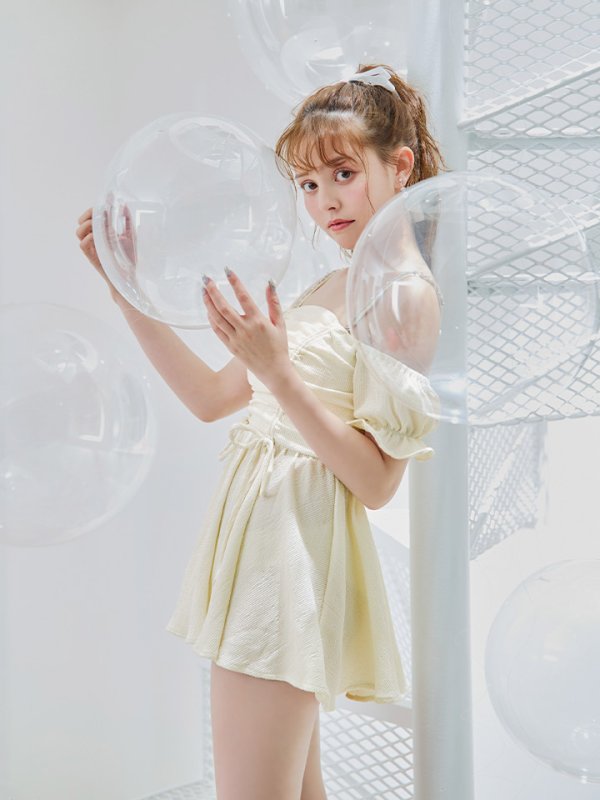 画像13: 【即日発送】【ビキニ】【水着】ビジューオフショルダーワンピースビキニ2点セット [YMT] (13)