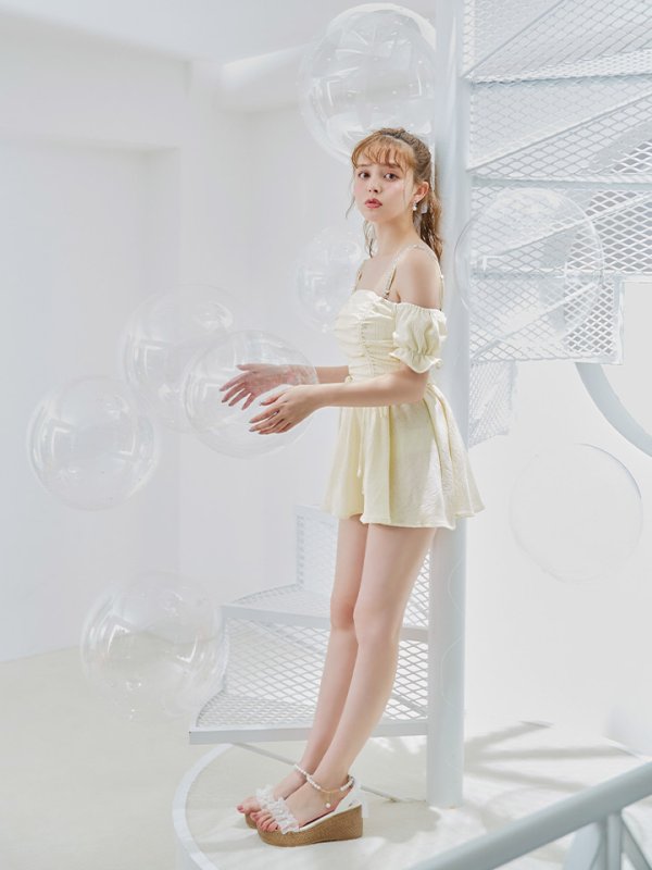 画像11: 【即日発送】【ビキニ】【水着】ビジューオフショルダーワンピースビキニ2点セット [YMT] (11)