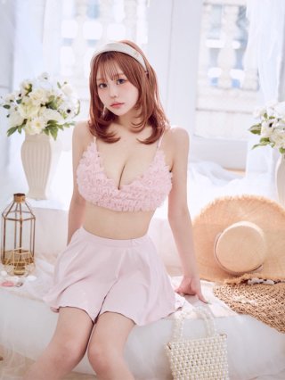 タグ付き 三上悠亜 mistreass ミストレアス チュニック ビスチェ 黒 三上悠亜着用】【GHサイズ】フローラルリボンラインレース育乳脇