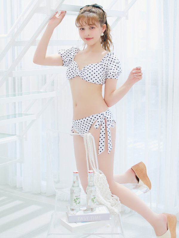 画像18: 【即日発送】【ビキニ】【水着】ドットリボン2WAYビキニ 2点セット [FB01] (18)