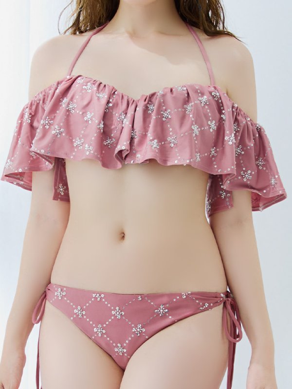 画像26: 【即日発送】【ビキニ】【水着】ビジューオフショルダーフリルビキニ 2点セット[YMT] (26)