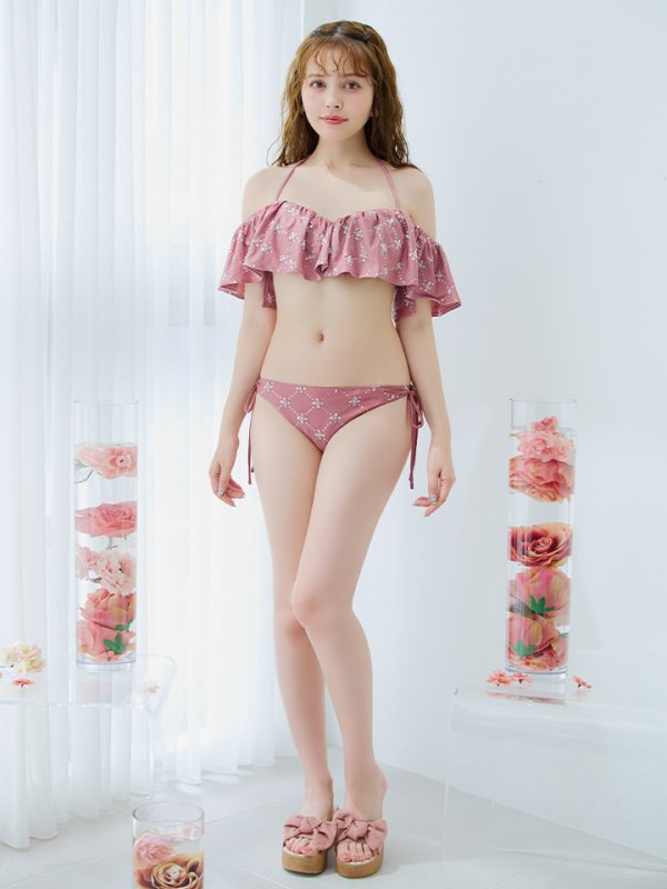 画像6: 【即日発送】【ビキニ】【水着】ビジューオフショルダーフリルビキニ 2点セット[YMT] (6)