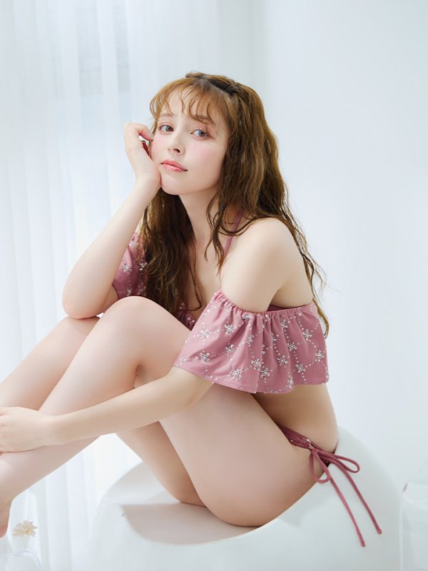 画像11: 【即日発送】【ビキニ】【水着】ビジューオフショルダーフリルビキニ 2点セット[YMT] (11)