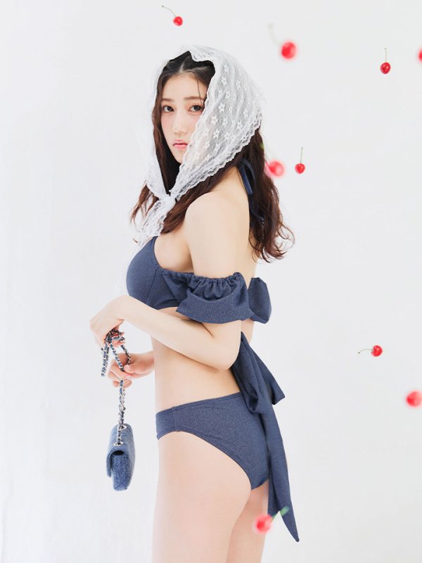 画像43: 【即日発送】【ビキニ】【水着】オフショルデニムビキニ 2点セット [YMT] (43)