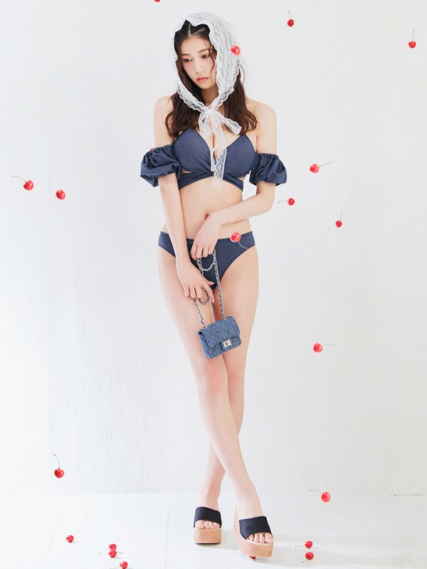 画像29: 【即日発送】【ビキニ】【水着】オフショルデニムビキニ 2点セット [YMT] (29)