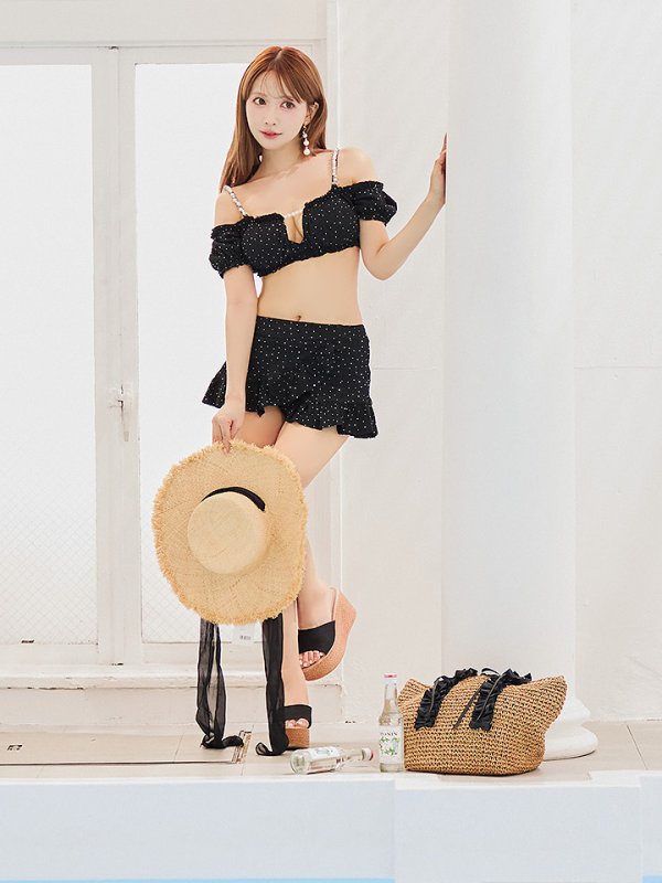 画像18: 【即日発送】【ビキニ】【水着】オフショルフレアスカートビキニ  2点セット[YMT]M274 (18)