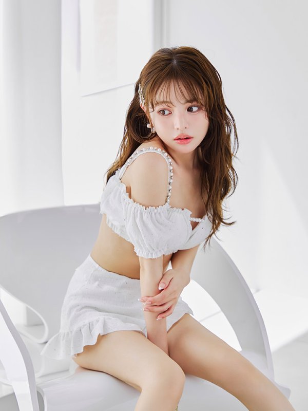 画像14: 【即日発送】【ビキニ】【水着】オフショルフレアスカートビキニ  4点セット[YMT]M274 (14)