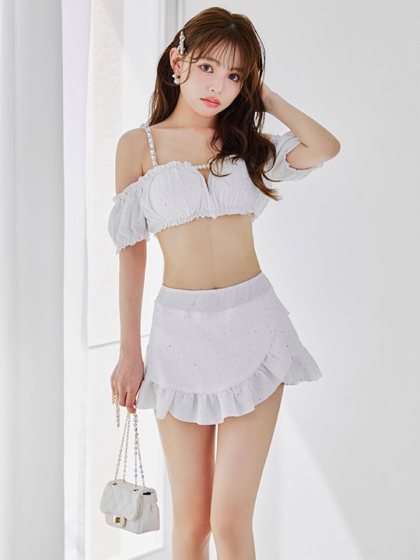 画像18: 【即日発送】【ビキニ】【水着】オフショルフレアスカートビキニ  4点セット[YMT]M274 (18)