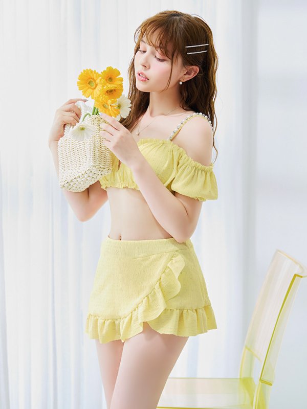 画像33: 【即日発送】【ビキニ】【水着】オフショルフレアスカートビキニ  2点セット[YMT]M274 (33)