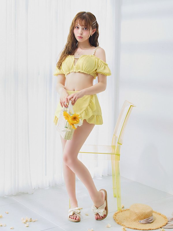 画像29: 【即日発送】【ビキニ】【水着】オフショルフレアスカートビキニ  4点セット[YMT]M274 (29)