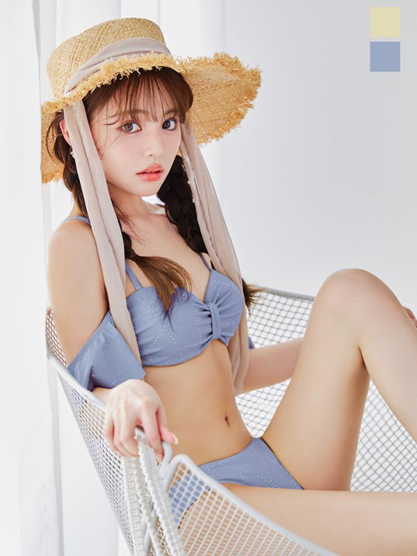 画像5: 【即日発送】【ビキニ】【水着】ビジューオフショルダーフリルビキニ 2点セット[YMT] (5)