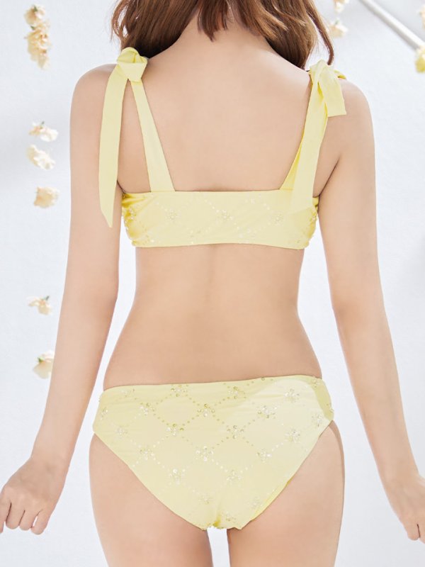 画像21: 【即日発送】【ビキニ】【水着】 ビジューギャザーフロントリボンビキニ ビキニ 2点セット[YMT] (21)