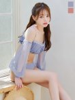 画像1: 【予約 / 6月下旬発送予定】【ビキニ】【水着】オフショルダーシアースリーブビキニ [YMT] (1)