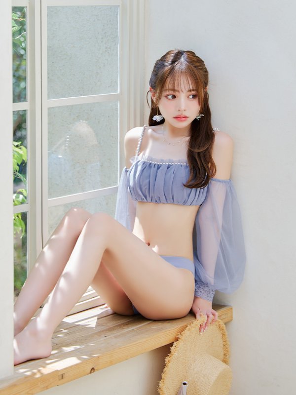 画像28: 【即日発送】【ビキニ】【水着】オフショルダーシアースリーブビキニ [YMT] (28)