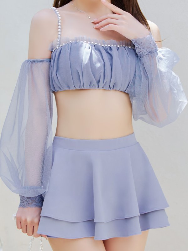 画像23: 【即日発送】【ビキニ】【水着】オフショルダーシアースリーブビキニ [YMT] (23)