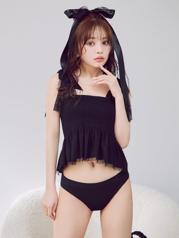 画像11: 【即日発送】【ビキニ】【水着】立体リボンフリルスカートビキニ  3点セット [YMT] (11)