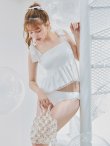 画像1: 【ノベルティ対象】【予約 / 6月中旬発送予定】【ビキニ】【水着】ドットチュールペプラムフリルビキニ 2点セット [YMT] (1)