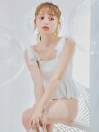 画像2: 【ノベルティ対象】【予約 / 6月中旬発送予定】【ビキニ】【水着】ドットチュールペプラムフリルビキニ 2点セット [YMT] (2)