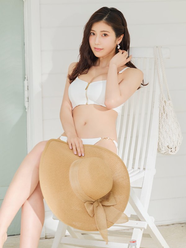 画像16: 【即日発送】【ビキニ】【水着】フロントジップビジューチェーンビキニ 2点セット [YMT] (16)