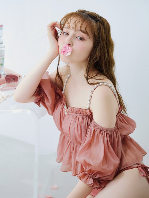 画像24: 【即日発送】【ビキニ】【水着】 パフスリーブフリルビキニ  2点セット[FB01]M282dzp (24)