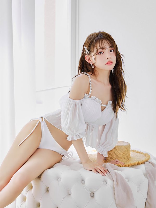 画像17: 【即日発送】【ビキニ】【水着】 パフスリーブフリルビキニ  2点セット[FB01]M282dzp (17)