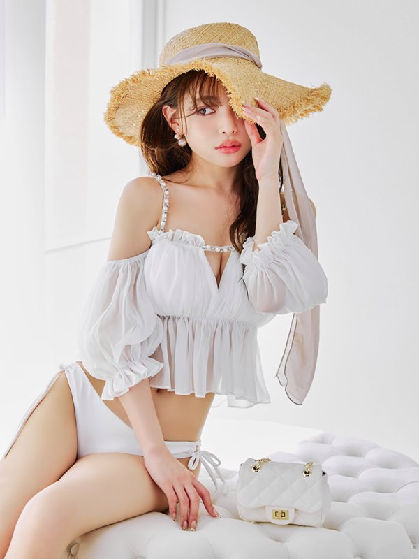 画像20: 【即日発送】【ビキニ】【水着】 パフスリーブフリルビキニ  2点セット[FB01]M282dzp (20)