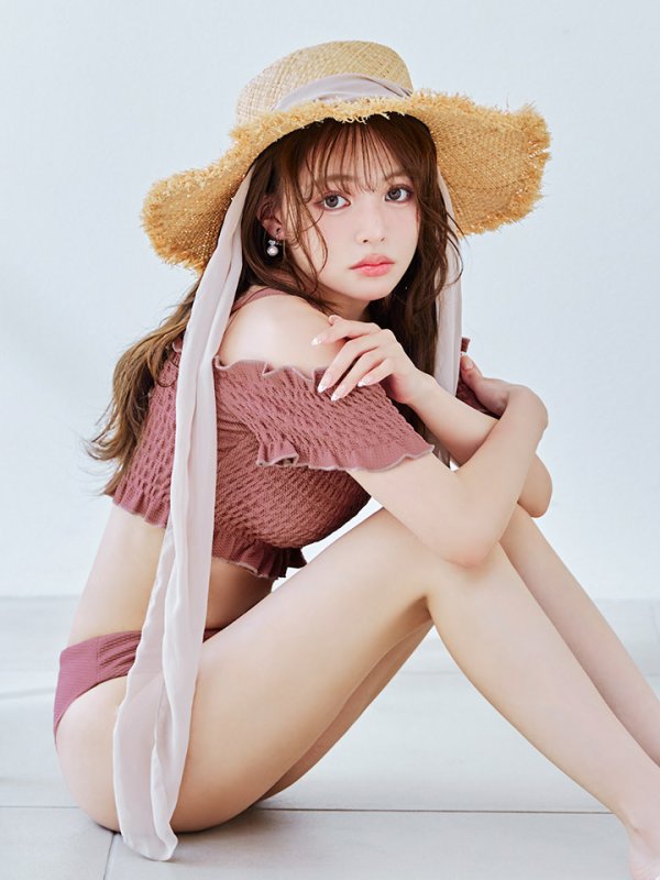 画像18: 【即日発送】【ビキニ】【水着】シャーリングオフショルビキニ  2点セット [YMT] (18)