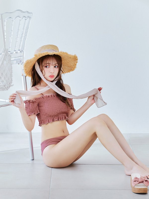 画像19: 【即日発送】【ビキニ】【水着】シャーリングオフショルビキニ  2点セット [YMT] (19)