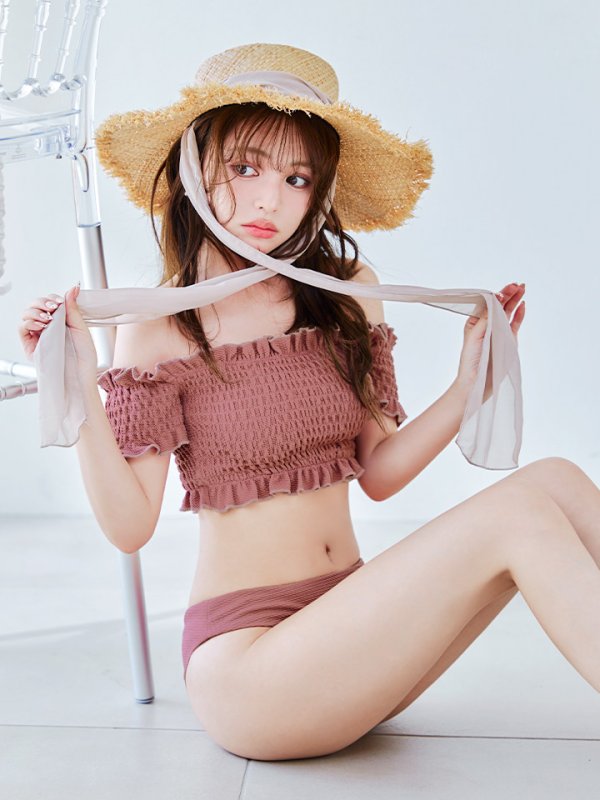 画像22: 【即日発送】【ビキニ】【水着】シャーリングオフショルビキニ  2点セット [YMT] (22)