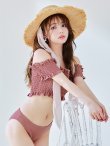 画像8: 【予約 / 6月下旬発送予定】【ビキニ】【水着】シャーリングオフショルビキニ  2点セット [YMT] (8)