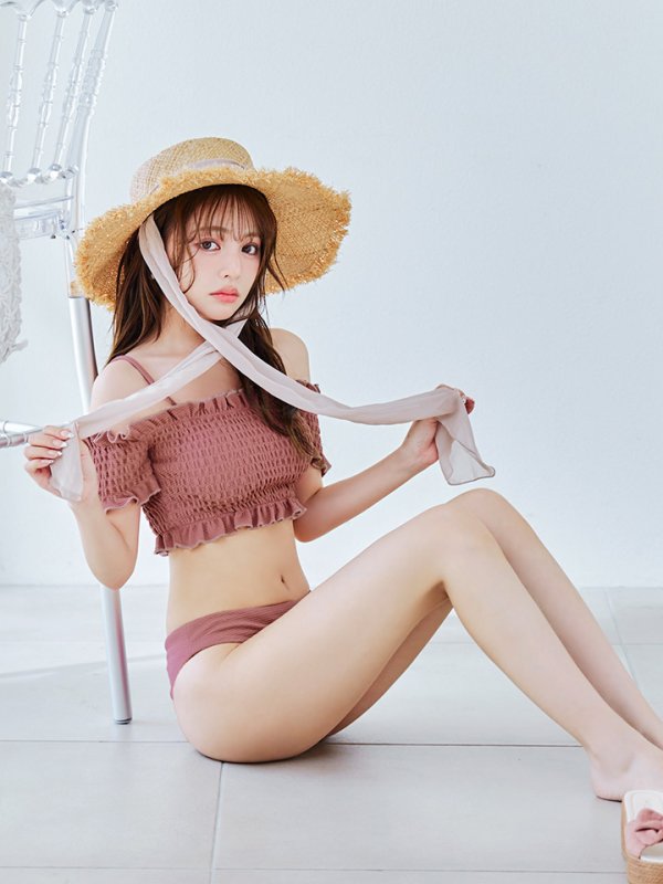 画像10: 【即日発送】【ビキニ】【水着】シャーリングオフショルビキニ  2点セット [YMT] (10)