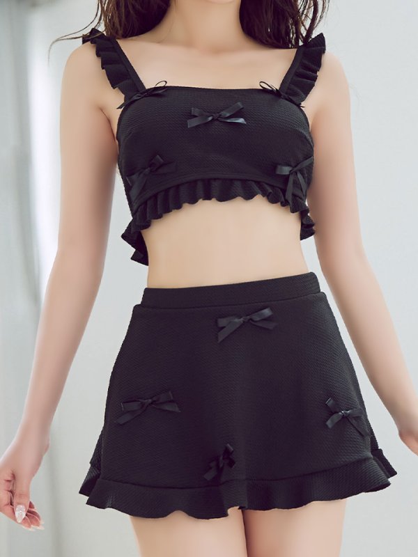 画像15: 【即日発送】【ビキニ】【水着】立体リボンフリルスカートビキニ  3点セット [YMT] (15)