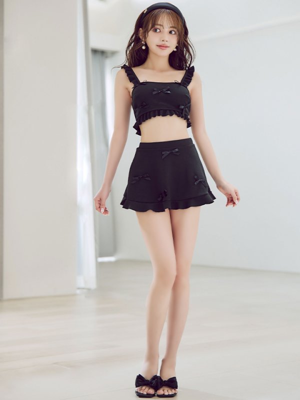 画像4: 【即日発送】【ビキニ】【水着】立体リボンフリルスカートビキニ  3点セット [YMT] (4)