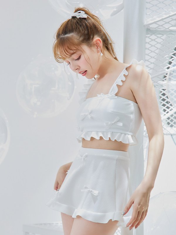 画像13: 【即日発送】【ビキニ】【水着】立体リボンフリルスカートビキニ  3点セット [YMT] (13)