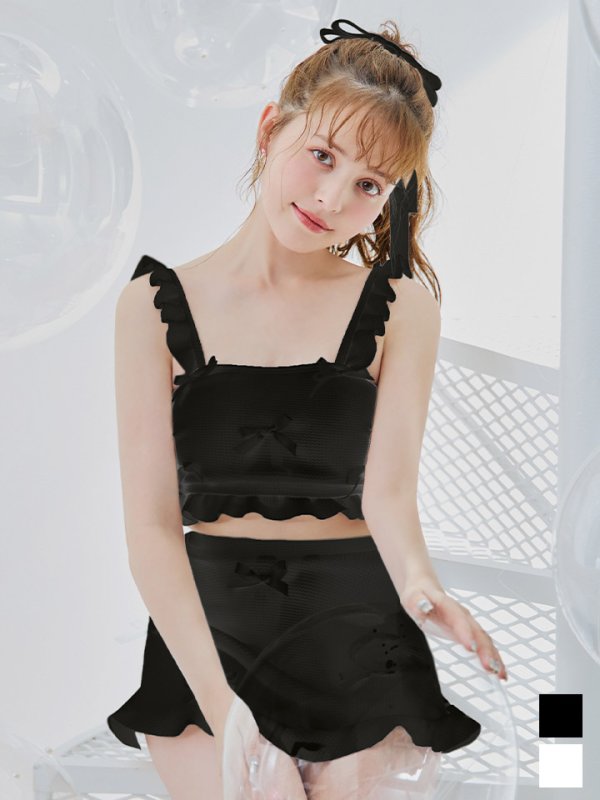 画像3: 【即日発送】【ビキニ】【水着】立体リボンフリルスカートビキニ  3点セット [YMT] (3)