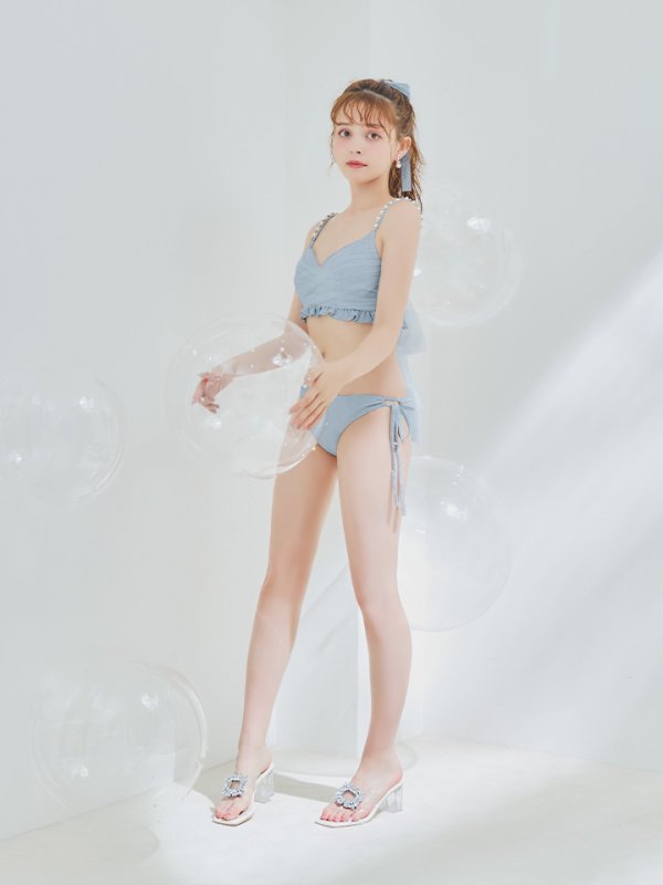 画像2: 【即日発送】【ビキニ】【水着】ラメチュールバックリボンビキニ [FB01] (2)