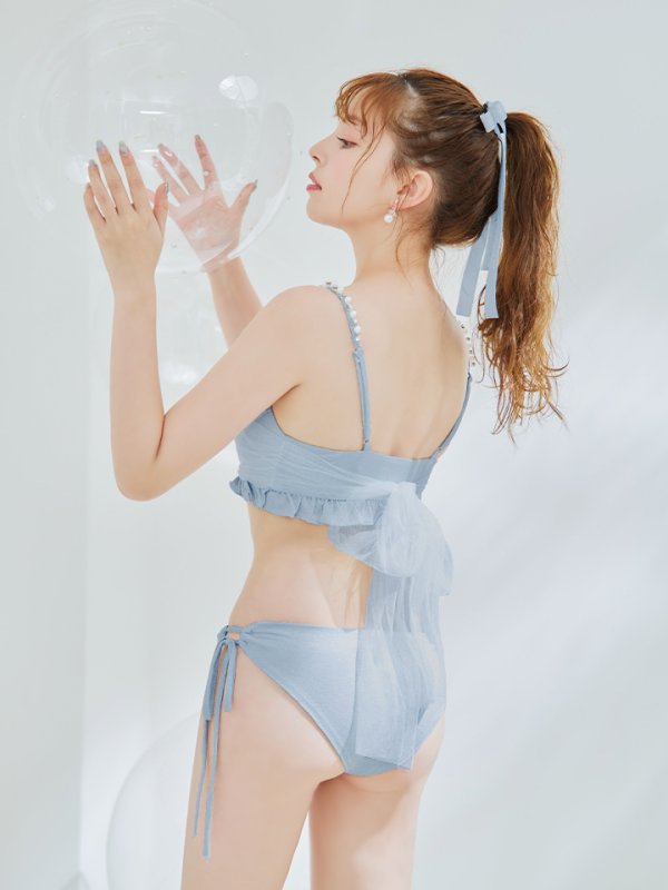 画像3: 【即日発送】【ビキニ】【水着】ラメチュールバックリボンビキニ [FB01] (3)